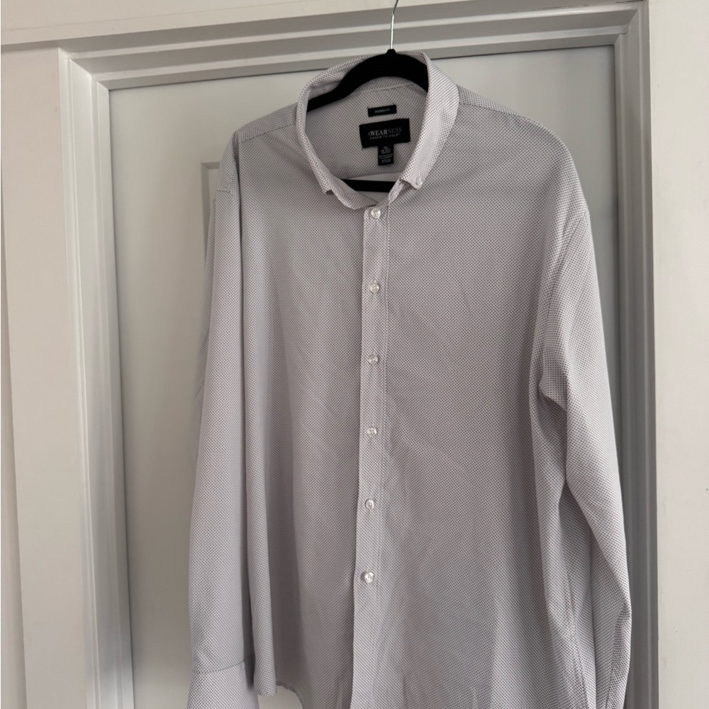 Men's White with Black Dots Dress Shirt